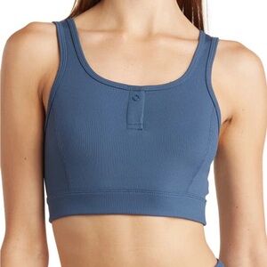 Z by Zella DAILY SNAP SPORTS BRA IN NAVY DENIM Blue Ribbed Size Medium